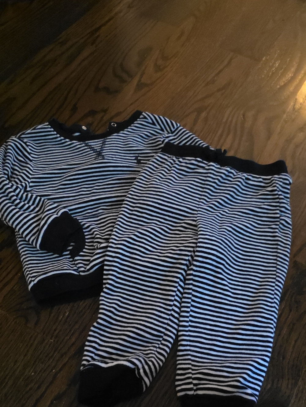 Ralph Lauren Black & White Striped Kids Pajama Set